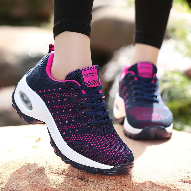 2020 Breathable Shoes Women Sports Air Sole Running Shoes Sneakers Outdoor Walking Jogging Trainers Flying Weaving Leisure Shoes