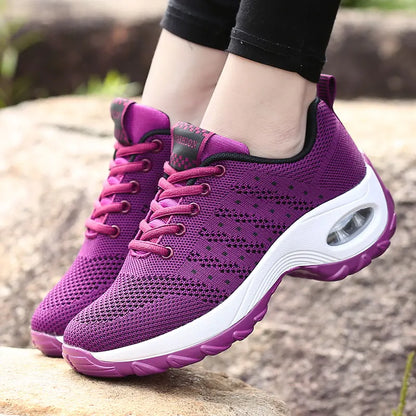 2020 Breathable Shoes Women Sports Air Sole Running Shoes Sneakers Outdoor Walking Jogging Trainers Flying Weaving Leisure Shoes