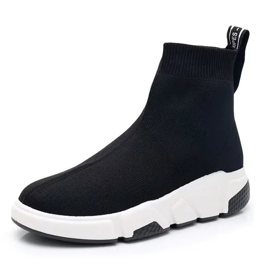 Thick Platform Shoes Women'S Breathable Sneakers Woman Kint Casual Shoes Spring Autumn Ladies outside Walk Vulcanize Shoe Black