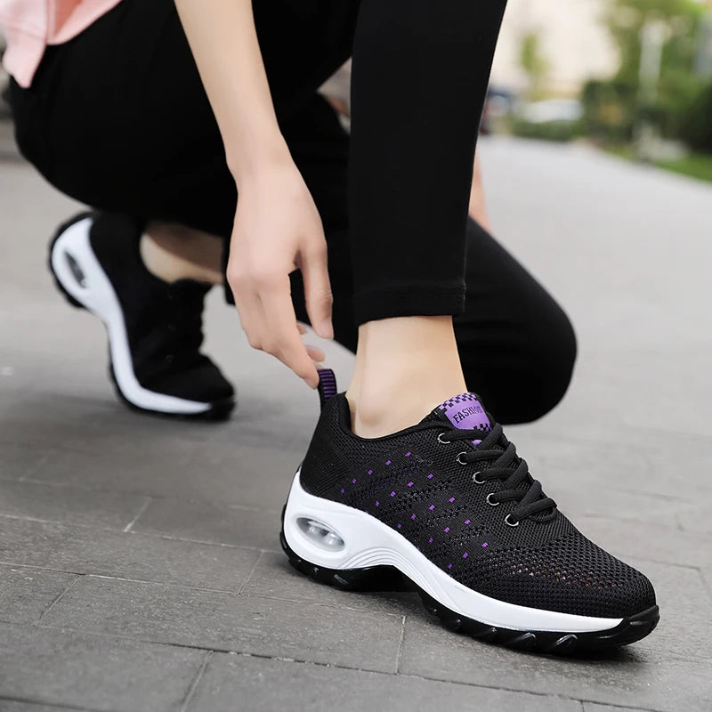 2020 Breathable Shoes Women Sports Air Sole Running Shoes Sneakers Outdoor Walking Jogging Trainers Flying Weaving Leisure Shoes