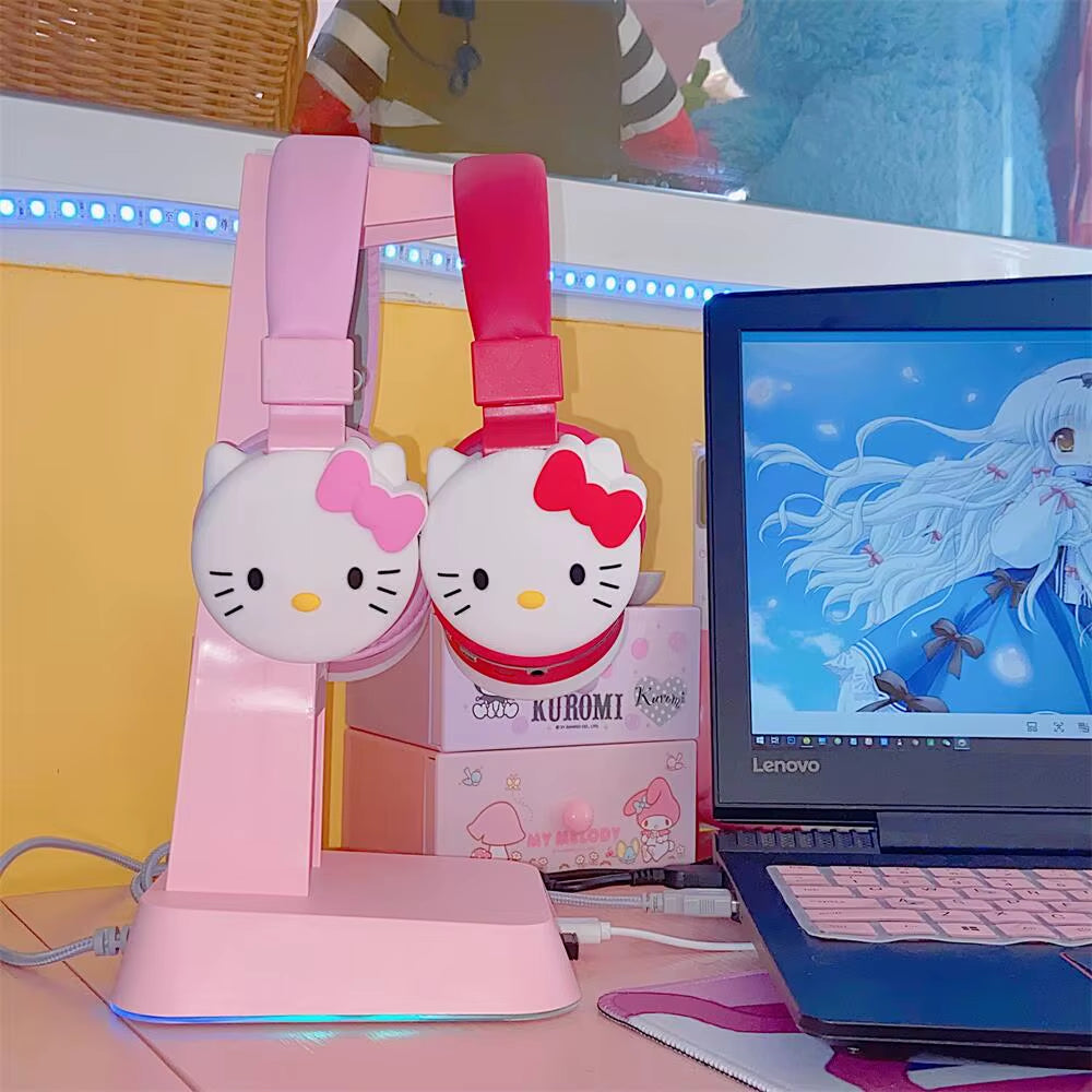 Hello Kitty Cute Bluetooth Headphone Wireless Headsets Anime Cartoon Stereo Headset Earphone with Mic Fashion Hottie Y2K Gifts