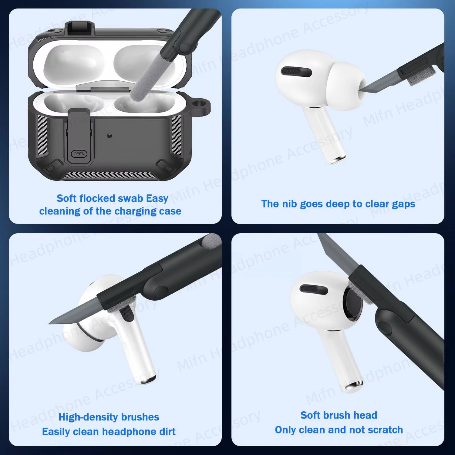 Airpod Pro 2023 Switch Case with Cleaner Kit Luxury Fall Prevention TPU Protective Cover for Airpod Pro 3Rd/2Nd Generation Case