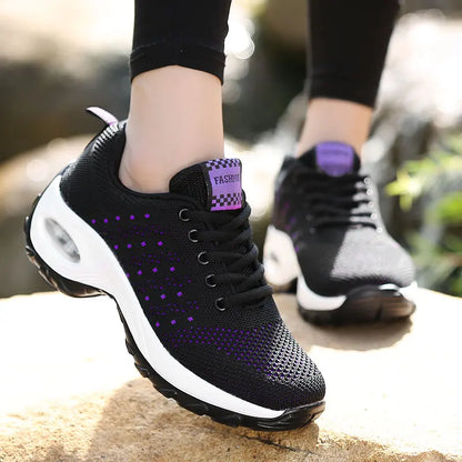 2020 Breathable Shoes Women Sports Air Sole Running Shoes Sneakers Outdoor Walking Jogging Trainers Flying Weaving Leisure Shoes