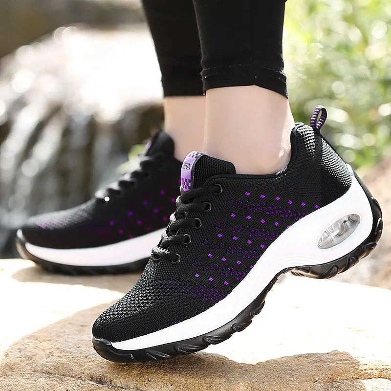 2020 Breathable Shoes Women Sports Air Sole Running Shoes Sneakers Outdoor Walking Jogging Trainers Flying Weaving Leisure Shoes