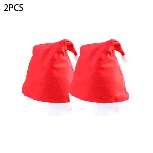 2Pc Christmas Hat Children Baby Santa Hat Xmas Holiday Hat for Christmas Festive Party New Year Gift Decor Soft Plush Caps