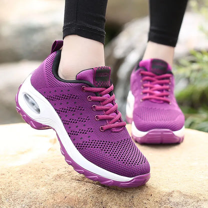 2020 Breathable Shoes Women Sports Air Sole Running Shoes Sneakers Outdoor Walking Jogging Trainers Flying Weaving Leisure Shoes